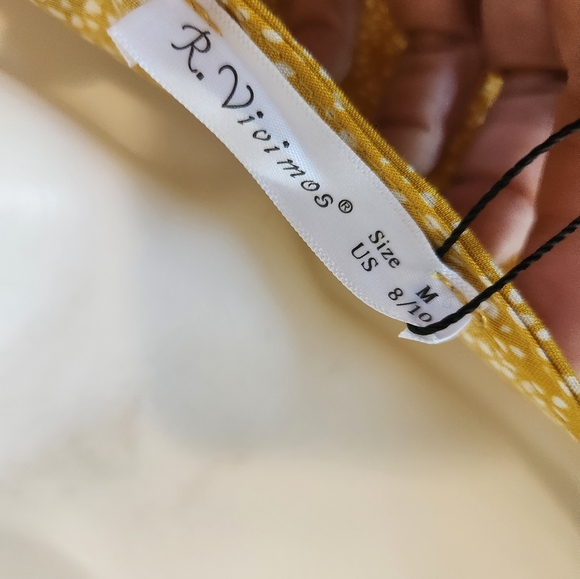 R.Vivimos Autumn Long Bell Sleeve Scoop Neck Smock Polka-dot Tiered Dress NWT - Picture 7 of 7